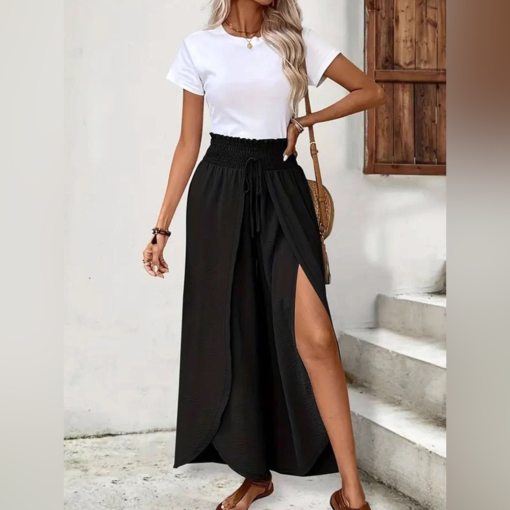 High-Waisted Side Slit Pants